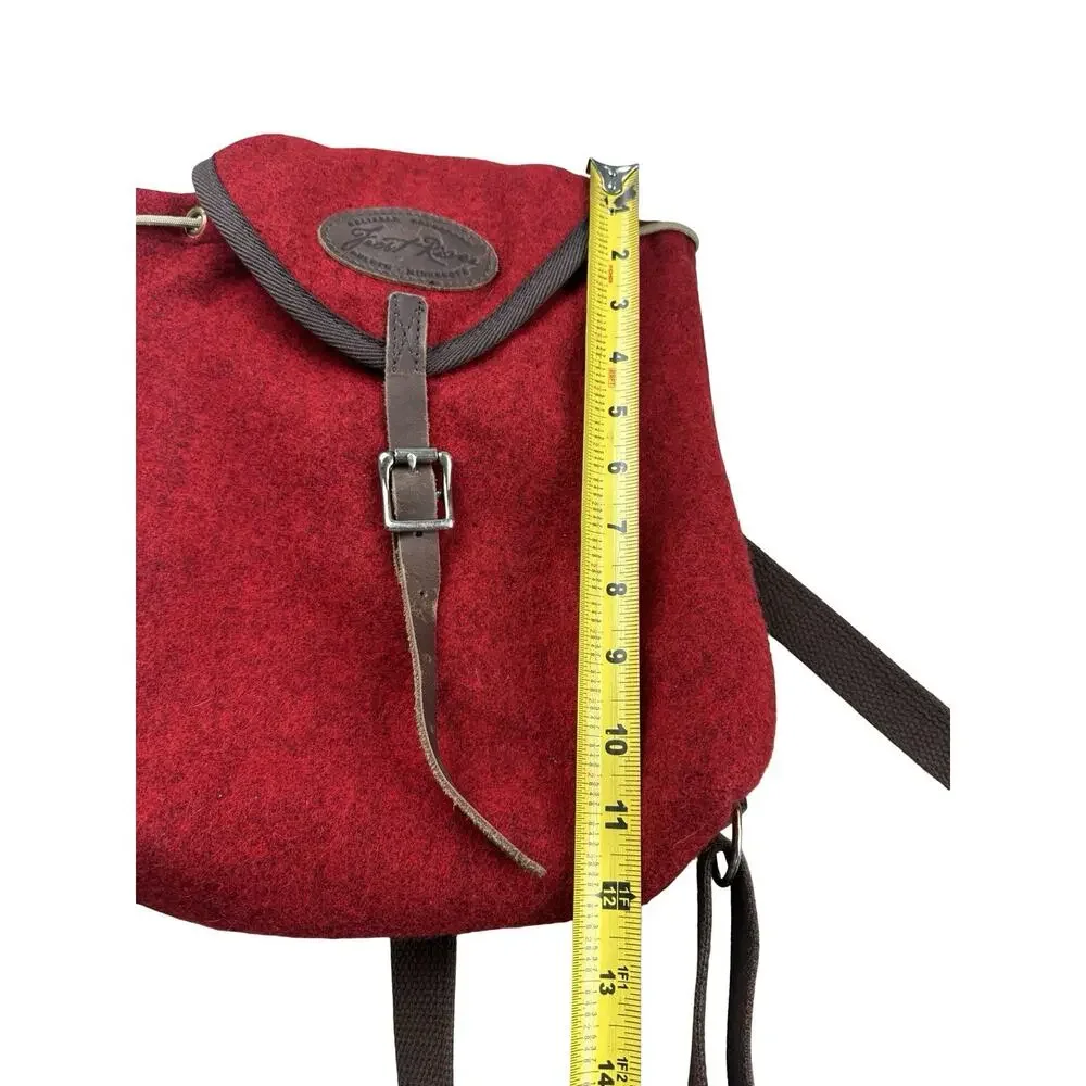Frost River Red Wool Felt Leather Drawstring Backpack Made in USA Duluth MN